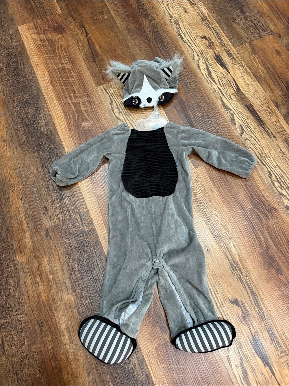 Spirit Gray and Black Raccoon Kids One-Piece Footie Costume